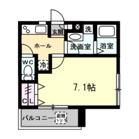 トゥルーメゾン湘南茅ヶ崎(1K/1階)の間取り写真