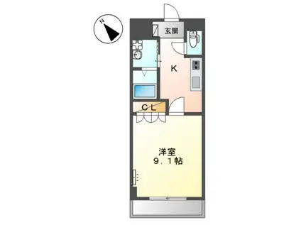 サニーヒルズ M(1K/2階)の間取り写真