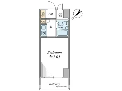 ステラコート横浜南(1K/6階)の間取り写真