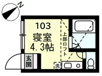 衣笠アーネストラザフォード(ワンルーム/1階)の間取り写真