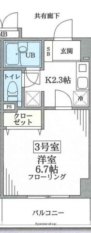 エクセレントアフィ—横浜橋(1K/3階)の間取り写真
