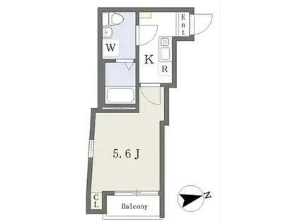 プライムレーベル追浜(1K/1階)の間取り写真