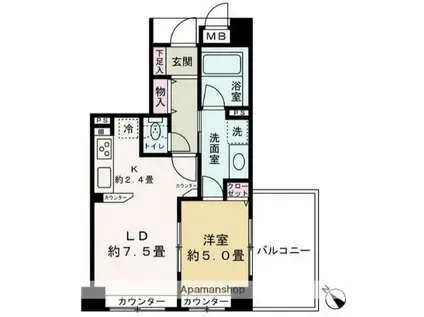 セルアージュ新横浜(1DK/4階)の間取り写真