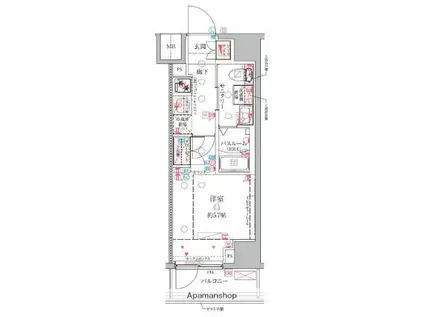 クレヴィスタ横浜関内(1K/7階)の間取り写真