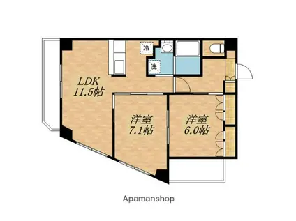 エクレール藤沢弐番館(2LDK/1階)の間取り写真