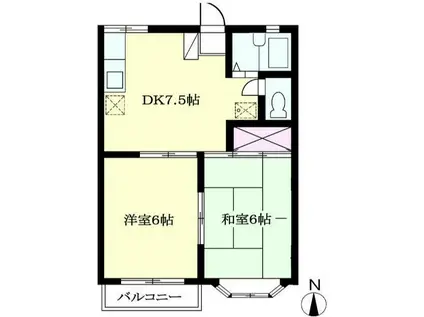 オーベルジュ90(2DK/1階)の間取り写真