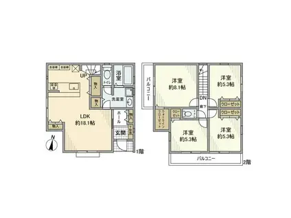 小田急電鉄小田原線 相武台前駅 徒歩18分 2階建 築4年(4LDK)の間取り写真