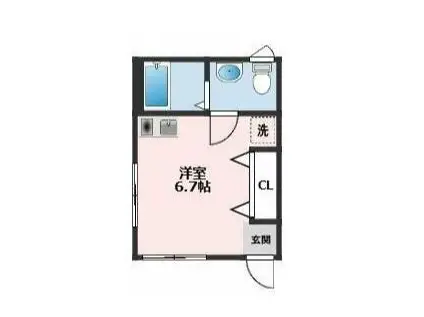 風と貝殻のエスペール(ワンルーム/1階)の間取り写真