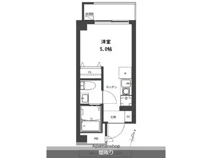 吉野町RESIDENCE(ワンルーム/7階)の間取り写真