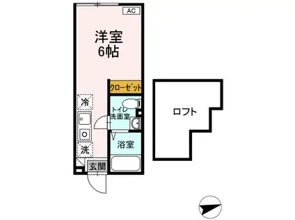 サンテラス富士(ワンルーム/2階)の間取り写真