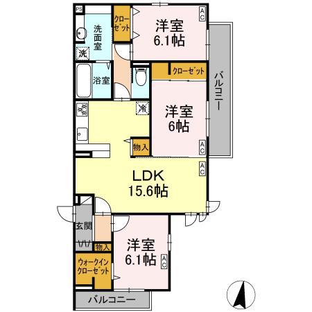 サザンショア東海岸(3LDK/2階)の間取り写真