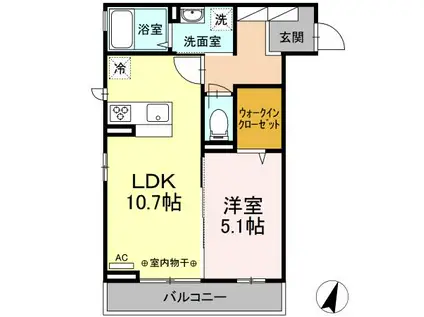 モンターニュロンド(1LDK/2階)の間取り写真