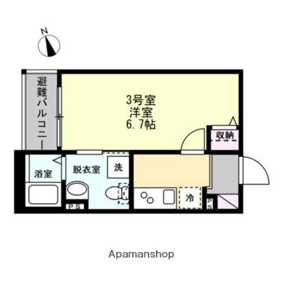 ベイルーム横浜片倉町(1K/2階)の間取り写真