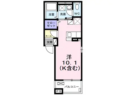 セレノ・イリーデ(ワンルーム/2階)の間取り写真