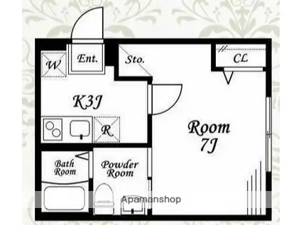 ミネット桜ヶ丘(1K/2階)の間取り写真