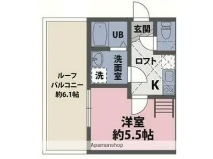 シナモンスクエア西谷(1K/2階)の間取り写真