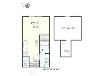 アーリーガーデン横濱山手Ⅱ(ワンルーム/1階)の間取り写真