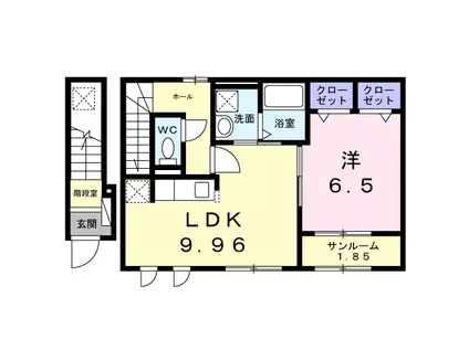 ソレイユメゾン(1LDK/2階)の間取り写真