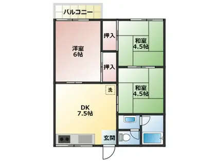 コーポ南(3DK/1階)の間取り写真