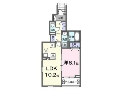 レジデンスM(1LDK/1階)の間取り写真