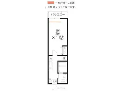 ハーミットクラブハウスメニャン(1K/1階)の間取り写真