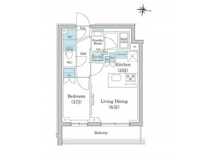 スタイリオ池上サウス(1LDK/2階)の間取り写真