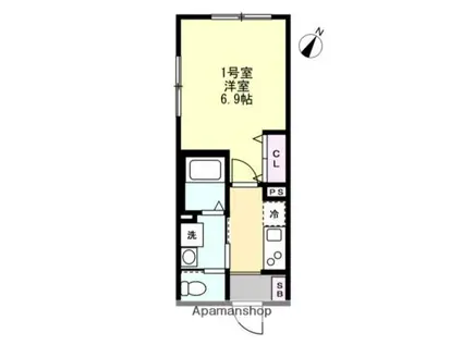 アリア・グランデ上大岡(1K/1階)の間取り写真