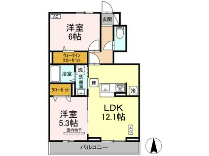 BELL RUN(2LDK/1階)の間取り写真