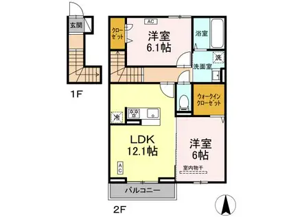 BELL RUN(2LDK/2階)の間取り写真