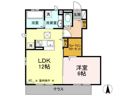 シンフォニーA(1LDK/1階)の間取り写真