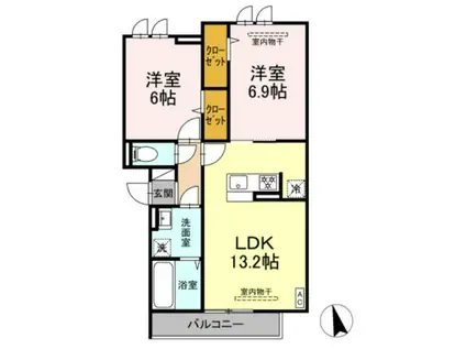 ロイヤルヒルズ(2LDK/3階)の間取り写真