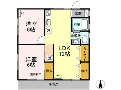 ベルドール(2LDK/1階)の間取り写真