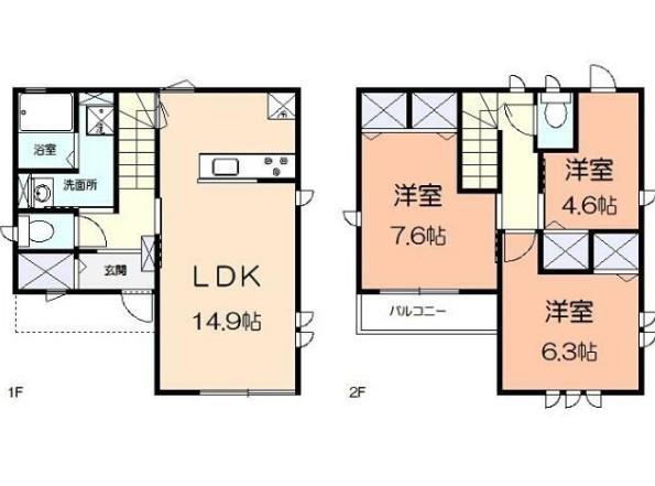 京浜急行電鉄逗子線 六浦駅 徒歩20分 2階建 築1年(3LDK)の間取り写真