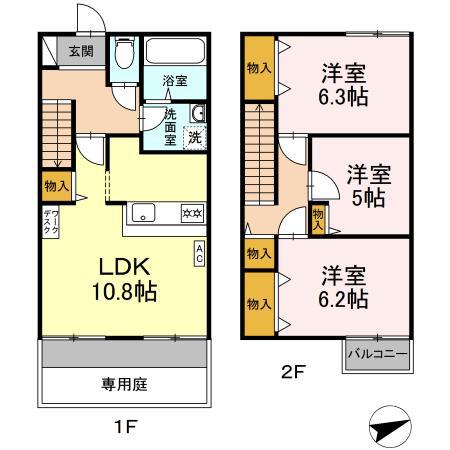 クローバーズヒル B(3LDK)の間取り写真