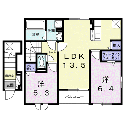 横浜線 橋本駅(神奈川) バス乗車時間:18分 東原宿バス停で下車 徒歩4分 2階建 新築(2LDK/2階)の間取り写真