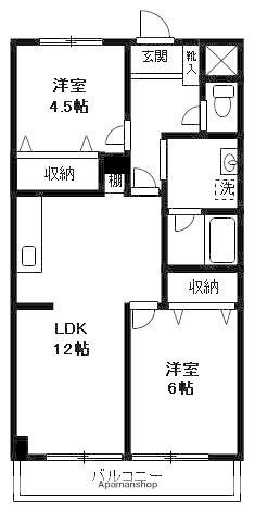 ペレンゼ原(2LDK/3階)の間取り写真