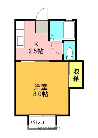 ハイツオータム(1K/2階)の間取り写真