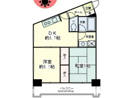 駒形エクセル2(2DK/3階)の間取り写真