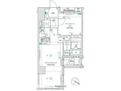 スパシエ ルクス横浜(1LDK/3階)の間取り写真