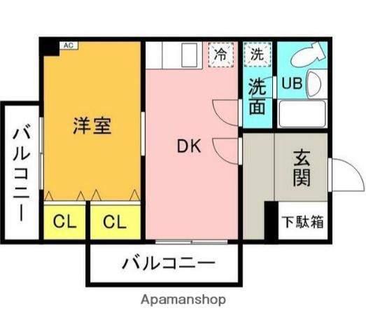 フジビュー矢向(1DK/4階)の間取り写真