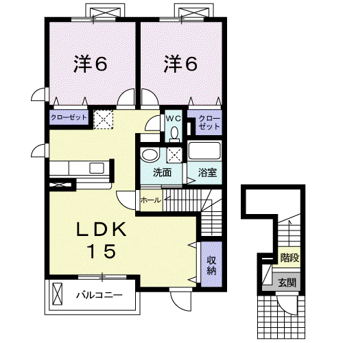 エスタシオン3(2LDK/2階)の間取り写真