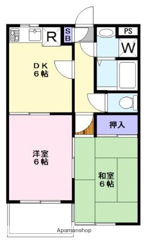 ウィステリア壱番館(2DK/3階)の間取り写真