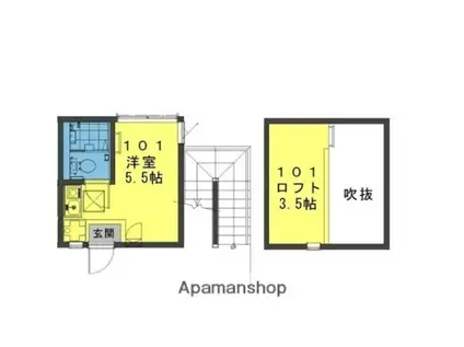 ピアチェーレ菊名(ワンルーム/1階)の間取り写真