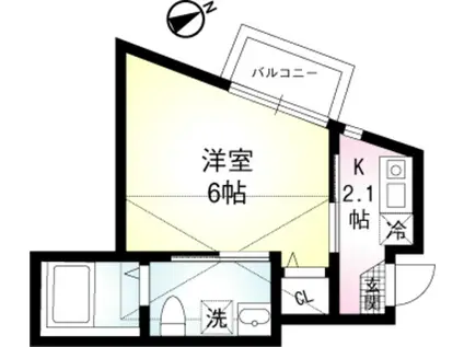 セキュリティヒルズ(1K/2階)の間取り写真