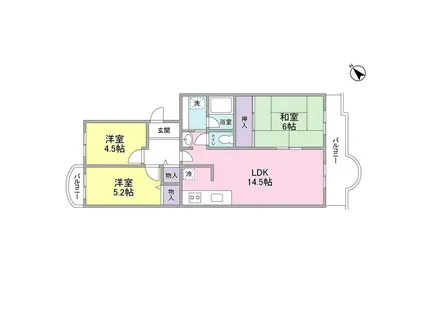 ミルフィーユ宮前平(3LDK/1階)の間取り写真