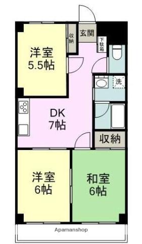 コーポ清水(3DK/3階)の間取り写真
