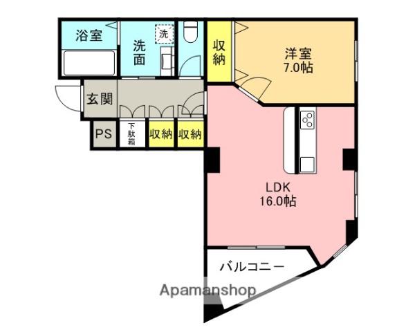 ラッテカルドA(1LDK/4階)の間取り写真