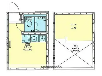 東急東横線 妙蓮寺駅 徒歩8分 2階建 築10年(ワンルーム/2階)の間取り写真