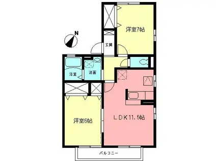 ヴェルドミール(2LDK/1階)の間取り写真