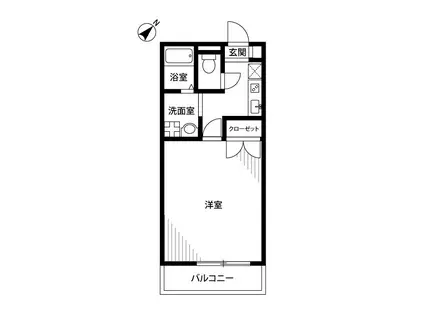 アンプルール ブワ湘南(1K/1階)の間取り写真